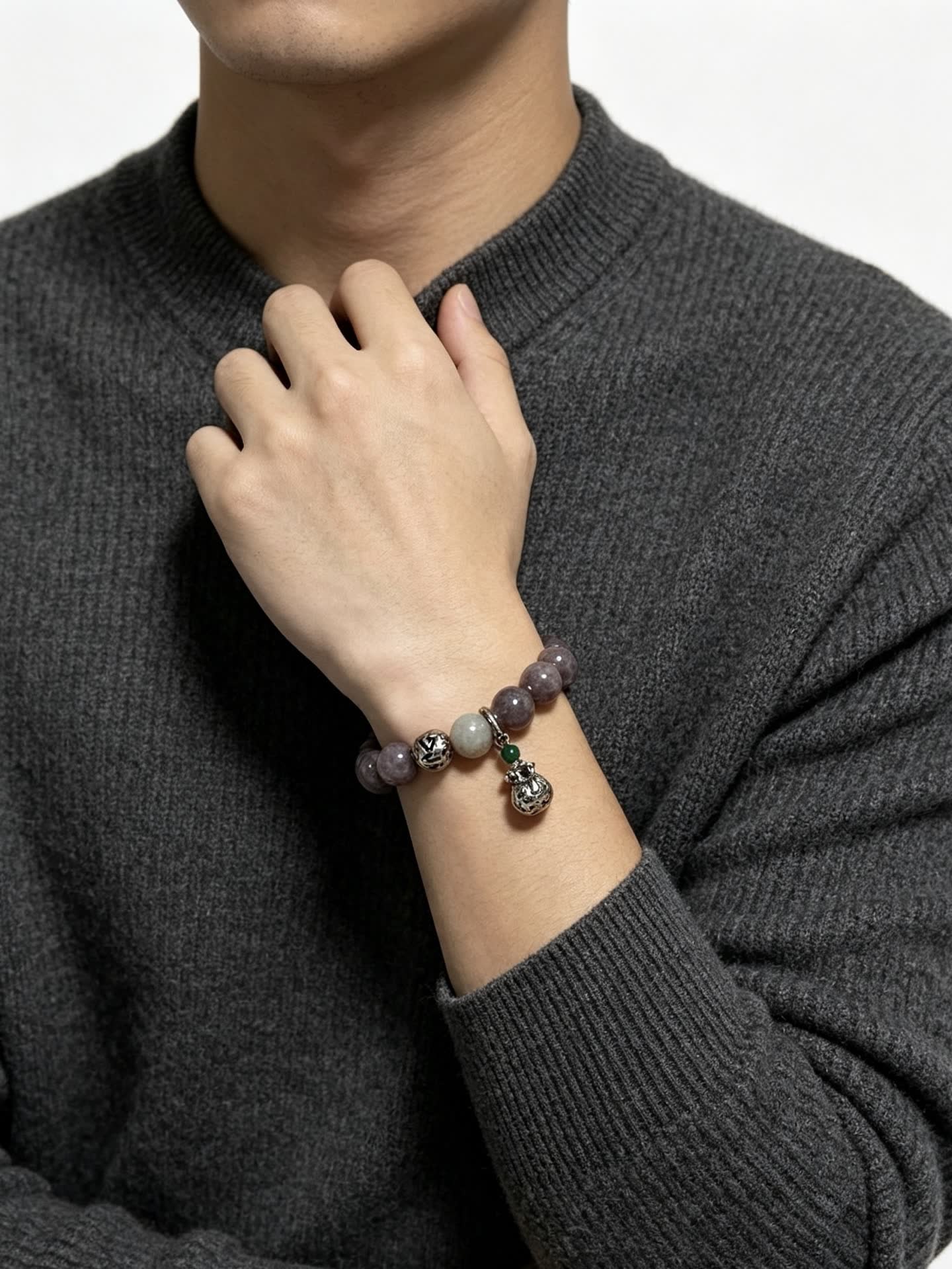 Louis Vuitton Beaded Bracelet with Silver Beads and Charm